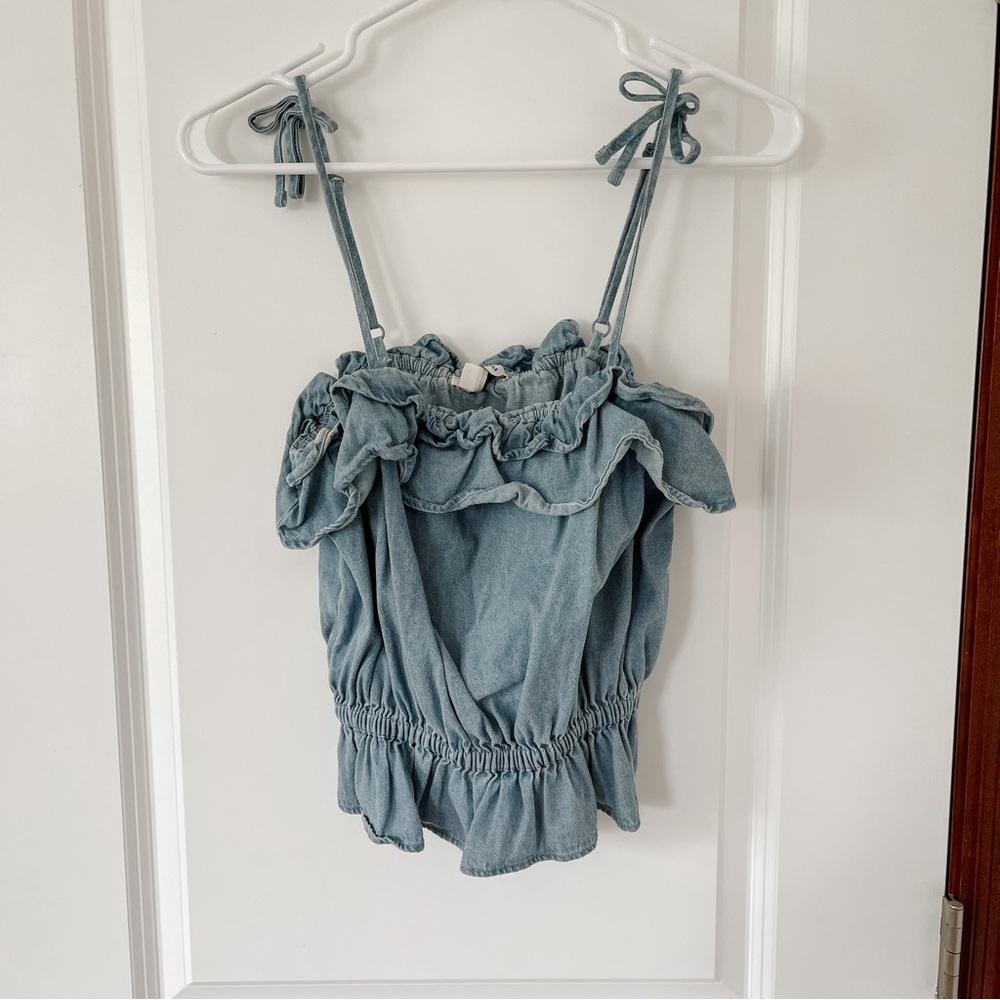 American Eagle Ruffle Jean Tank